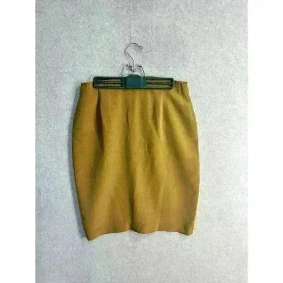 VTG 90s 100% Silk CLASSIQUES FOR NORDSTROM Olive Midi Skirt Sz 10 Lined Zipper - Picture 3 of 12